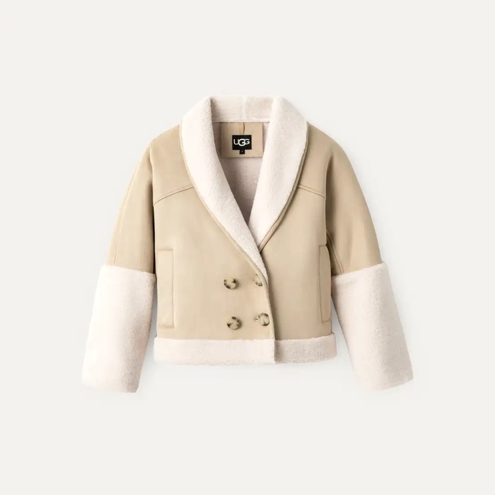 UGG Women's Tan and Cream Teddy Jacket | Mindy LuxeFluff